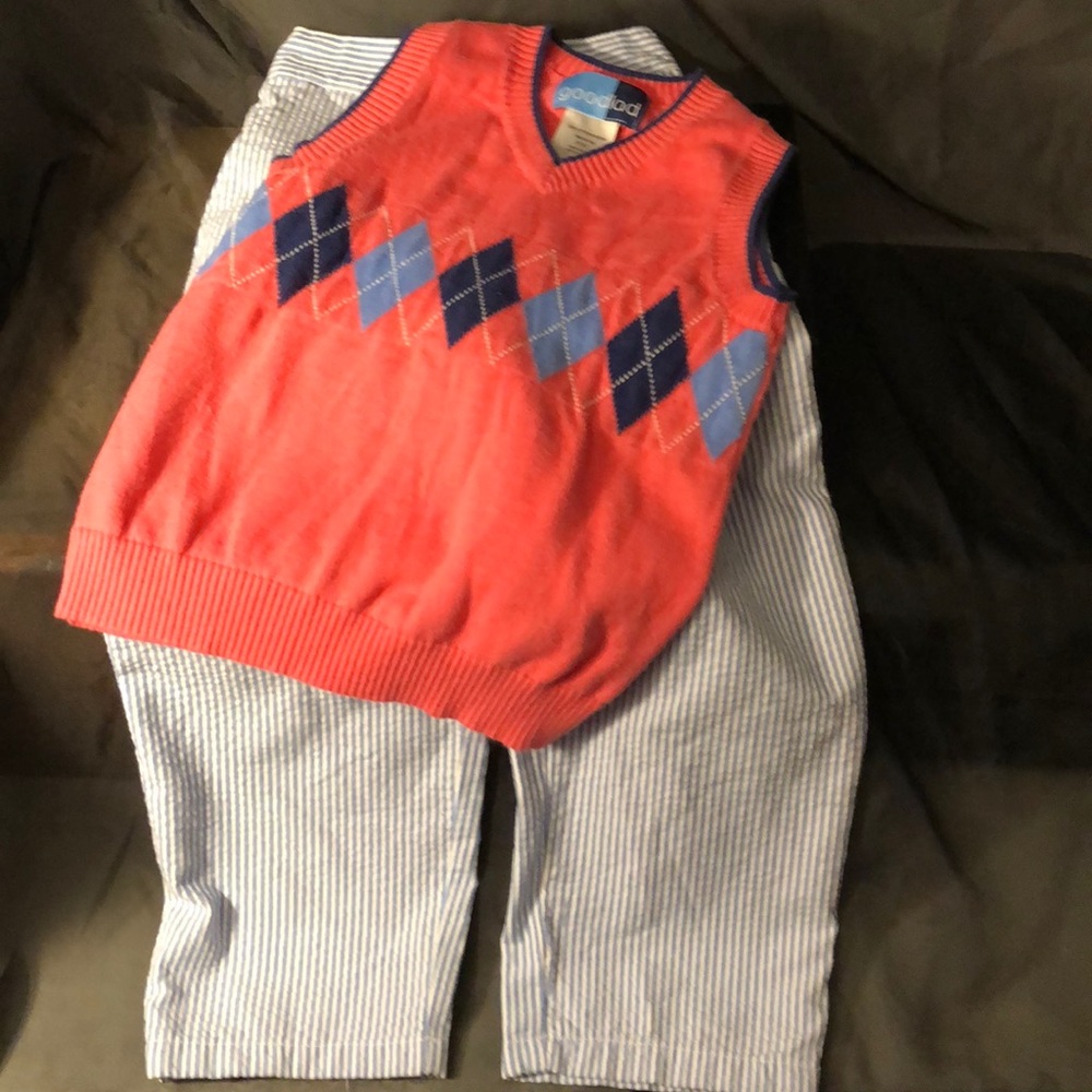 4T BOYS 2 Piece Dress Outfit SWEATER VEST PANTS